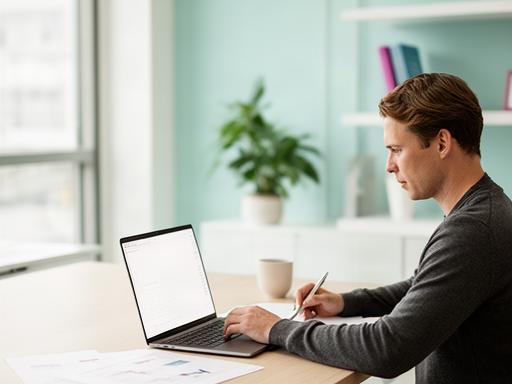 SEO-Berater von Harzer Analyse GmbH am Schreibtisch in einem hellen Büro in Denkte
